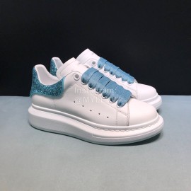 Alexander Mcqueen Sequins Matt Leather Casual Shoes For Men And Women Blue