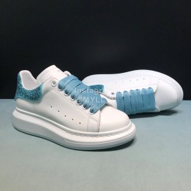 Alexander Mcqueen Sequins Matt Leather Casual Shoes For Men And Women Blue