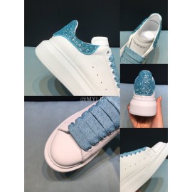Alexander Mcqueen Sequins Matt Leather Casual Shoes For Men And Women Blue