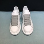 Alexander Mcqueen Sequins Matt Leather Casual Shoes For Men And Women Silver