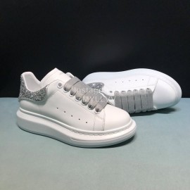 Alexander Mcqueen Sequins Matt Leather Casual Shoes For Men And Women Silver