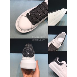 Alexander Mcqueen Sequins Matt Leather Casual Shoes For Men And Women Black