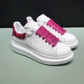 Alexander Mcqueen Matt Leather Rose Red Shoelaces Casual Shoes For Men And Women 