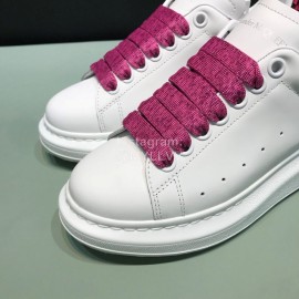 Alexander Mcqueen Matt Leather Rose Red Shoelaces Casual Shoes For Men And Women 