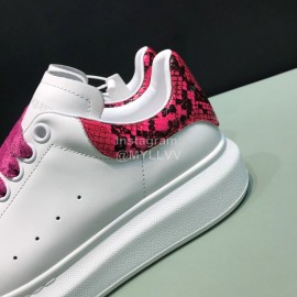 Alexander Mcqueen Matt Leather Rose Red Shoelaces Casual Shoes For Men And Women 