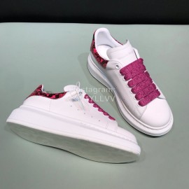 Alexander Mcqueen Matt Leather Rose Red Shoelaces Casual Shoes For Men And Women 