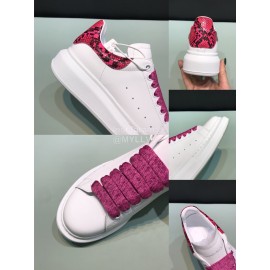 Alexander Mcqueen Matt Leather Rose Red Shoelaces Casual Shoes For Men And Women 