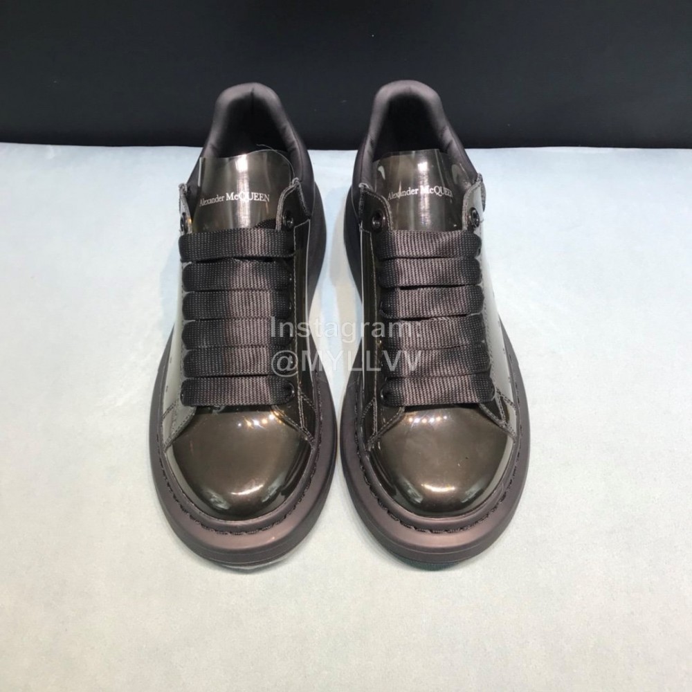 Alexander Mcqueen Transparent Black Cowhide Casual Shoes For Men And Women