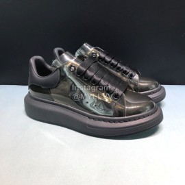 Alexander Mcqueen Transparent Black Cowhide Casual Shoes For Men And Women