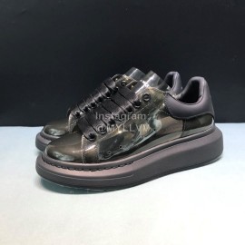 Alexander Mcqueen Transparent Black Cowhide Casual Shoes For Men And Women