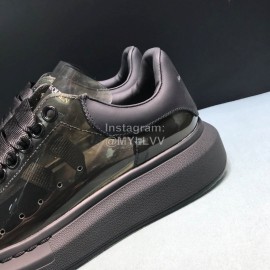 Alexander Mcqueen Transparent Black Cowhide Casual Shoes For Men And Women