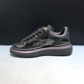 Alexander Mcqueen Transparent Black Cowhide Casual Shoes For Men And Women