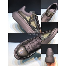 Alexander Mcqueen Transparent Black Cowhide Casual Shoes For Men And Women
