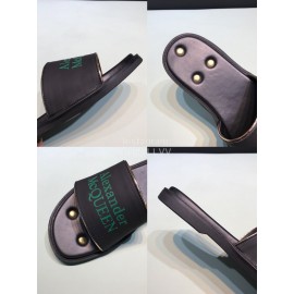 Alexander Mcqueen Leather Rivet Slippers For Men And Women