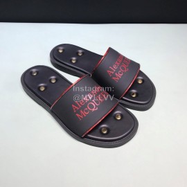 Alexander Mcqueen Leather Rivet Slippers For Men Red