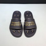 Alexander Mcqueen Leather Rivet Slippers For Men Yellow