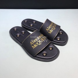 Alexander Mcqueen Leather Rivet Slippers For Men Yellow