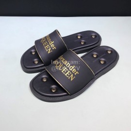 Alexander Mcqueen Leather Rivet Slippers For Men Yellow