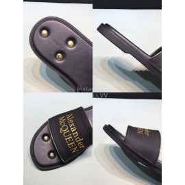 Alexander Mcqueen Leather Rivet Slippers For Men Yellow