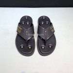 Alexander Mcqueen Leather Rivet Flip Flops For Men Yellow
