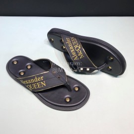 Alexander Mcqueen Leather Rivet Flip Flops For Men Yellow