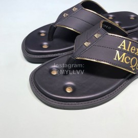 Alexander Mcqueen Leather Rivet Flip Flops For Men Yellow