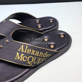 Alexander Mcqueen Leather Rivet Flip Flops For Men Yellow