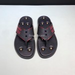 Alexander Mcqueen Leather Rivet Flip Flops For Men Red
