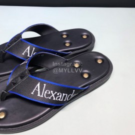 Alexander Mcqueen Leather Rivet Flip Flops For Men Blue