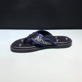 Alexander Mcqueen Leather Rivet Flip Flops For Men Blue