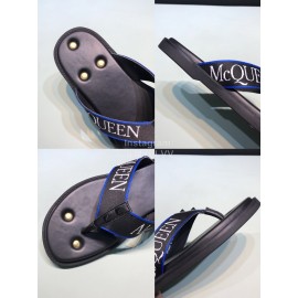 Alexander Mcqueen Leather Rivet Flip Flops For Men Blue