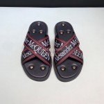 Alexander Mcqueen Matt Leather Rivet Slippers For Men Red