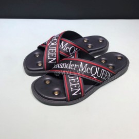 Alexander Mcqueen Matt Leather Rivet Slippers For Men Red