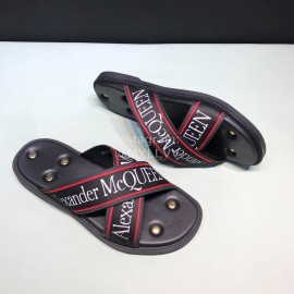 Alexander Mcqueen Matt Leather Rivet Slippers For Men Red