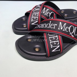 Alexander Mcqueen Matt Leather Rivet Slippers For Men Red