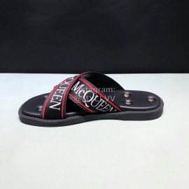 Alexander Mcqueen Matt Leather Rivet Slippers For Men Red