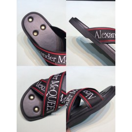 Alexander Mcqueen Matt Leather Rivet Slippers For Men Red