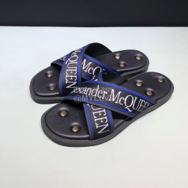 Alexander Mcqueen Matt Leather Rivet Slippers For Men Blue