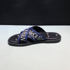 Alexander Mcqueen Matt Leather Rivet Slippers For Men Blue