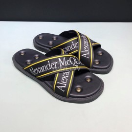 Alexander Mcqueen Matt Leather Rivet Slippers For Men Yellow