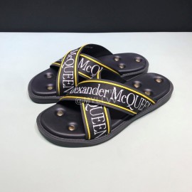 Alexander Mcqueen Matt Leather Rivet Slippers For Men Yellow