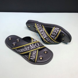 Alexander Mcqueen Matt Leather Rivet Slippers For Men Yellow