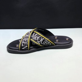 Alexander Mcqueen Matt Leather Rivet Slippers For Men Yellow