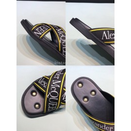 Alexander Mcqueen Matt Leather Rivet Slippers For Men Yellow