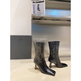 Miista Autumn Winter Leather High Heeled Boots For Women Black