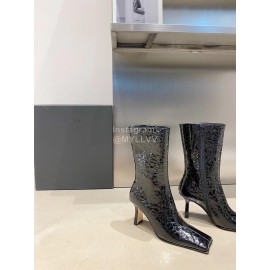 Miista Autumn Winter Leather High Heeled Boots For Women Black