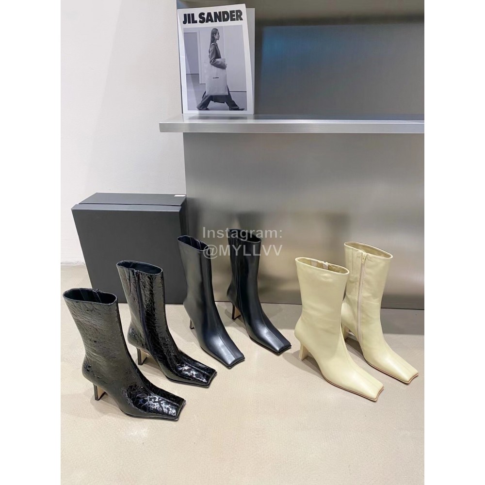 Miista Autumn Winter Leather High Heeled Boots For Women Beige