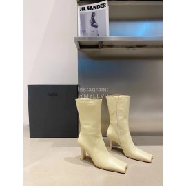 Miista Autumn Winter Leather High Heeled Boots For Women Beige