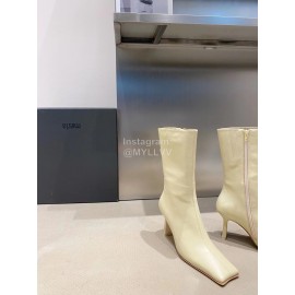 Miista Autumn Winter Leather High Heeled Boots For Women Beige