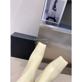 Miista Autumn Winter Leather High Heeled Boots For Women Beige